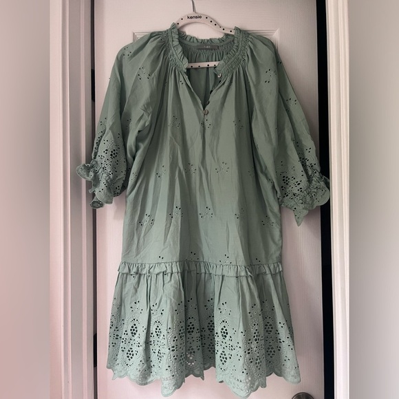 Tart Women's Blue Mia Eyelet Cotton Shift Dress Size Small - Picture 5 of 9